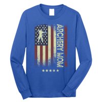 Usa American Flag Archery Mom Cute Gift Long Sleeve Shirt