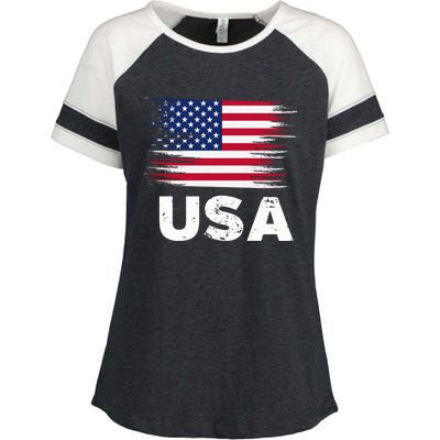 Usa American Flag Gift Sports Soccer Football Gift Enza Ladies Jersey Colorblock Tee