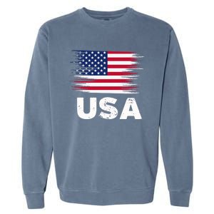 Usa American Flag Gift Sports Soccer Football Gift Garment-Dyed Sweatshirt