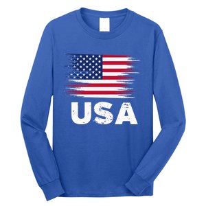 Usa American Flag Gift Sports Soccer Football Gift Long Sleeve Shirt