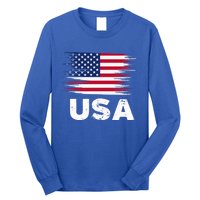 Usa American Flag Gift Sports Soccer Football Gift Long Sleeve Shirt