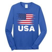 Usa American Flag Gift Sports Soccer Football Gift Tall Long Sleeve T-Shirt