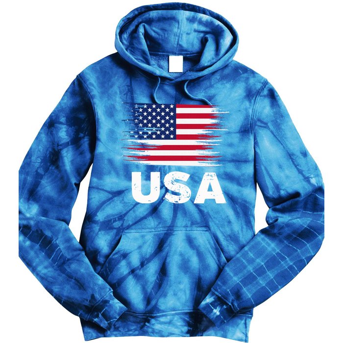 Usa American Flag Gift Sports Soccer Football Gift Tie Dye Hoodie