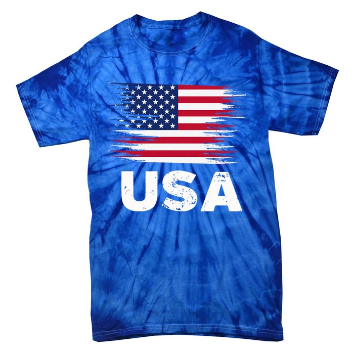 Usa American Flag Gift Sports Soccer Football Gift Tie-Dye T-Shirt