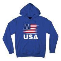 Usa American Flag Gift Sports Soccer Football Gift Tall Hoodie