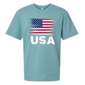 Usa American Flag Gift Sports Soccer Football Gift Sueded Cloud Jersey T-Shirt