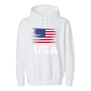 Usa American Flag Gift Sports Soccer Football Gift Garment-Dyed Fleece Hoodie