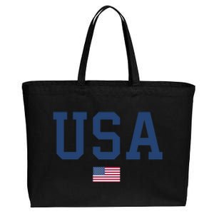 Usa American Flag Patriotic 4th Of July Cotton Canvas Jumbo Tote