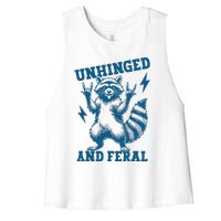 Unhinged And Feral Raccoon Cute Feral Girl Racoon Lover Women's Racerback Cropped Tank