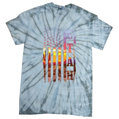 Utah American Flag Pride Landscape Cactus Patriotic Gift Tie-Dye T-Shirt