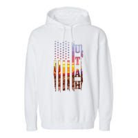 Utah American Flag Pride Landscape Cactus Patriotic Gift Garment-Dyed Fleece Hoodie