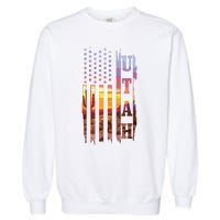 Utah American Flag Pride Landscape Cactus Patriotic Gift Garment-Dyed Sweatshirt