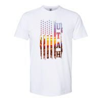 Utah American Flag Pride Landscape Cactus Patriotic Gift Softstyle CVC T-Shirt