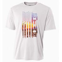 Utah American Flag Pride Landscape Cactus Patriotic Gift Cooling Performance Crew T-Shirt