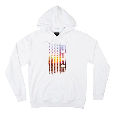 Utah American Flag Pride Landscape Cactus Patriotic Gift Hoodie