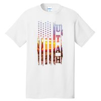 Utah American Flag Pride Landscape Cactus Patriotic Gift Tall T-Shirt