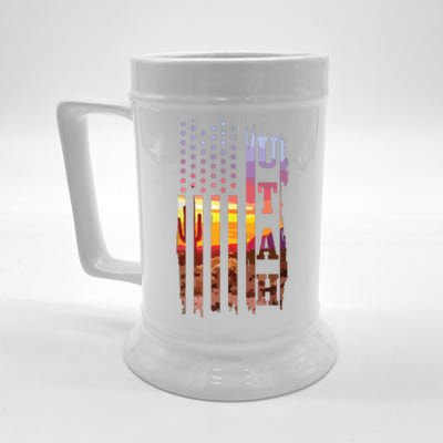 Utah American Flag Pride Landscape Cactus Patriotic Gift Beer Stein