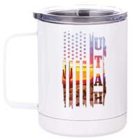 Utah American Flag Pride Landscape Cactus Patriotic Gift 12 oz Stainless Steel Tumbler Cup