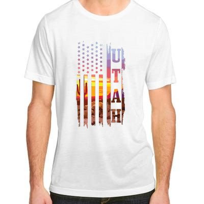 Utah American Flag Pride Landscape Cactus Patriotic Gift Adult ChromaSoft Performance T-Shirt