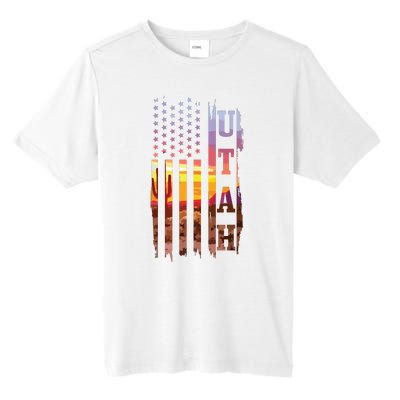 Utah American Flag Pride Landscape Cactus Patriotic Gift Tall Fusion ChromaSoft Performance T-Shirt