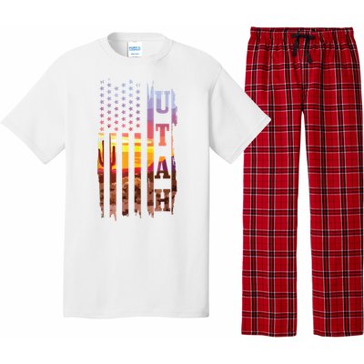 Utah American Flag Pride Landscape Cactus Patriotic Gift Pajama Set