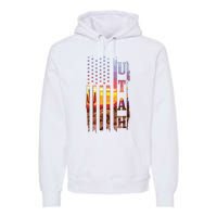 Utah American Flag Pride Landscape Cactus Patriotic Gift Premium Hoodie