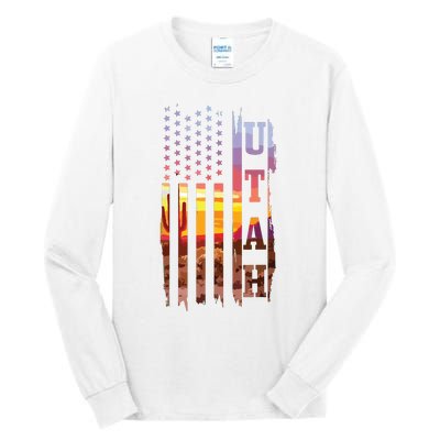 Utah American Flag Pride Landscape Cactus Patriotic Gift Tall Long Sleeve T-Shirt