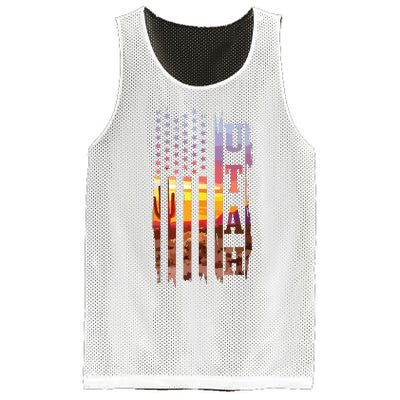 Utah American Flag Pride Landscape Cactus Patriotic Gift Mesh Reversible Basketball Jersey Tank