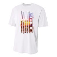 Utah American Flag Pride Landscape Cactus Patriotic Gift Performance Sprint T-Shirt