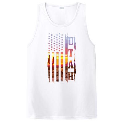 Utah American Flag Pride Landscape Cactus Patriotic Gift PosiCharge Competitor Tank