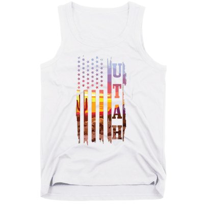 Utah American Flag Pride Landscape Cactus Patriotic Gift Tank Top