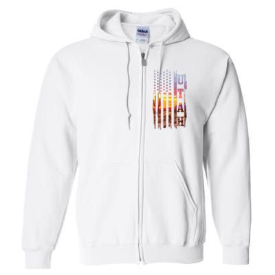 Utah American Flag Pride Landscape Cactus Patriotic Gift Full Zip Hoodie