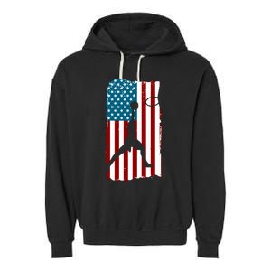 Us American Flag Basketball Patriotic Athlete Print For Boy Garment-Dyed Fleece Hoodie