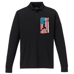 Us American Flag Basketball Patriotic Athlete Print For Boy Performance Long Sleeve Polo