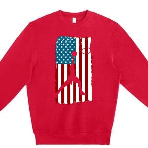 Us American Flag Basketball Patriotic Athlete Print For Boy Premium Crewneck Sweatshirt