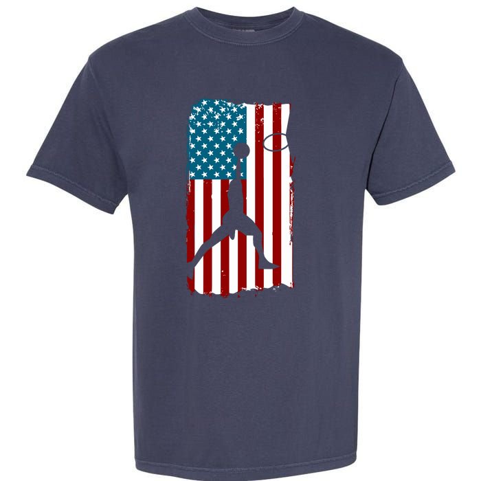 Us American Flag Basketball Patriotic Athlete Print For Boy Garment-Dyed Heavyweight T-Shirt