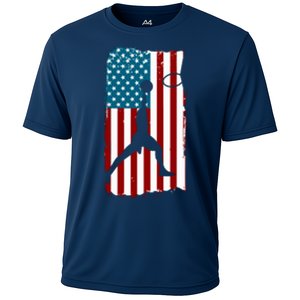 Us American Flag Basketball Patriotic Athlete Print For Boy Cooling Performance Crew T-Shirt