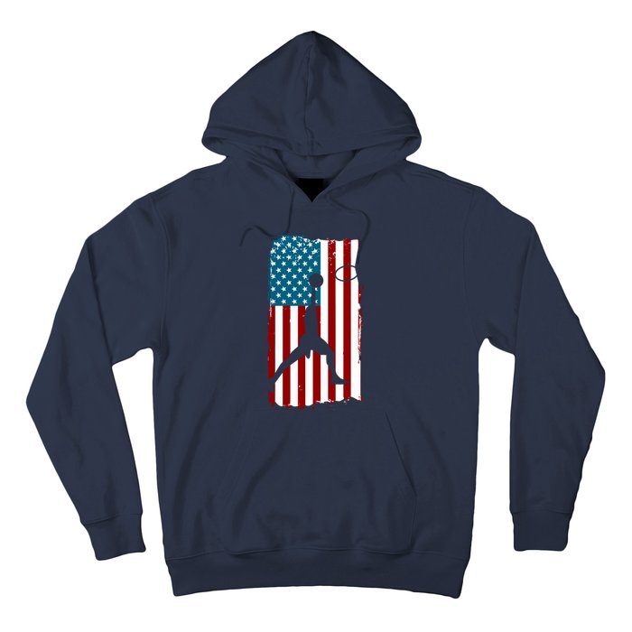 Us American Flag Basketball Patriotic Athlete Print For Boy Hoodie