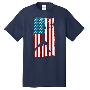 Us American Flag Basketball Patriotic Athlete Print For Boy Tall T-Shirt