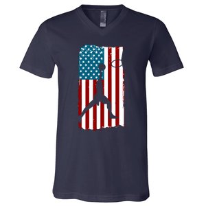 Us American Flag Basketball Patriotic Athlete Print For Boy V-Neck T-Shirt