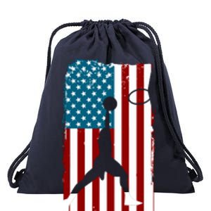 Us American Flag Basketball Patriotic Athlete Print For Boy Drawstring Bag