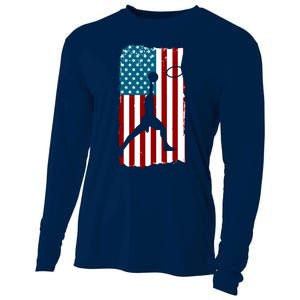 Us American Flag Basketball Patriotic Athlete Print For Boy Cooling Performance Long Sleeve Crew