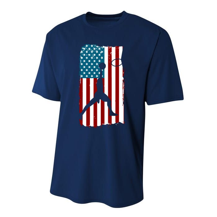 Us American Flag Basketball Patriotic Athlete Print For Boy Performance Sprint T-Shirt