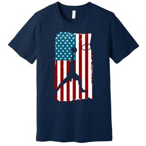 Us American Flag Basketball Patriotic Athlete Print For Boy Premium T-Shirt