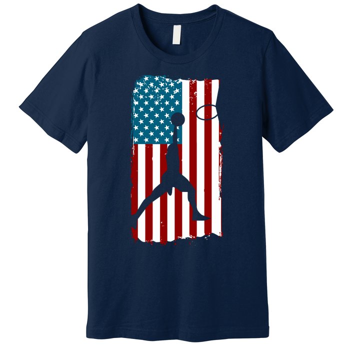 Us American Flag Basketball Patriotic Athlete Print For Boy Premium T-Shirt