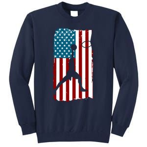 Us American Flag Basketball Patriotic Athlete Print For Boy Tall Sweatshirt