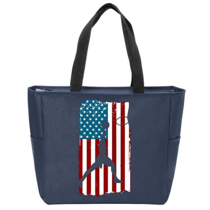 Us American Flag Basketball Patriotic Athlete Print For Boy Zip Tote Bag