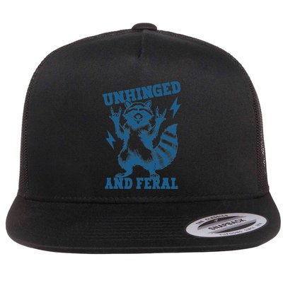 Unhinged And Feral Raccoon Cute Feral Girl Racoon Lover Flat Bill Trucker Hat