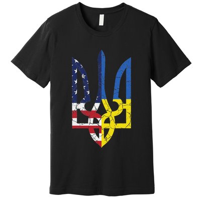 Ukrainian American Flag Symbol Love Support Us Ukraine Gift Premium T-Shirt