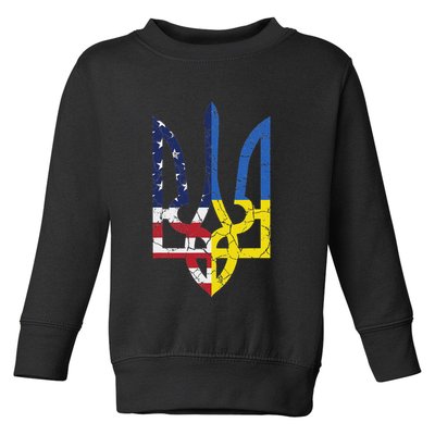 Ukrainian American Flag Symbol Love Support Us Ukraine Gift Toddler Sweatshirt